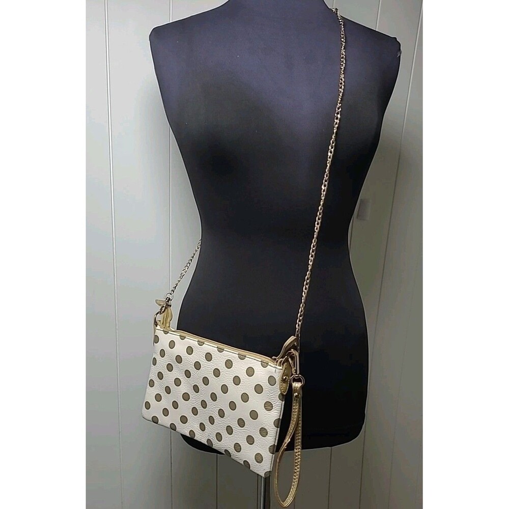 Charming Charlie Crossbody Purse Handbag Chain Strap Faux Leather Y2K Polka Dot